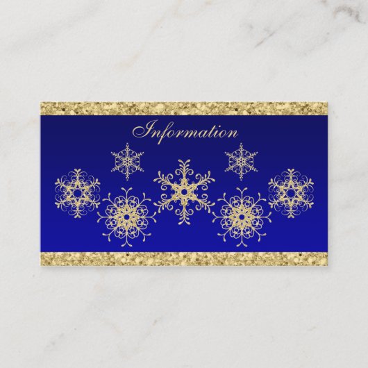 青、金ゴールドグリッタールック雪片エンクロージャカード エンクロージャーカード (正面)