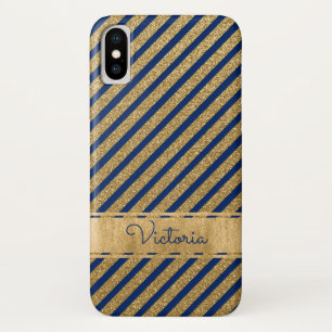 青、金ゴールドストライプのCase-Mate iPhone Xケース X ケース