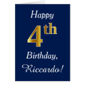 青、金ゴールドフェイク4歳の誕生日+名前をカスタムする (正面)