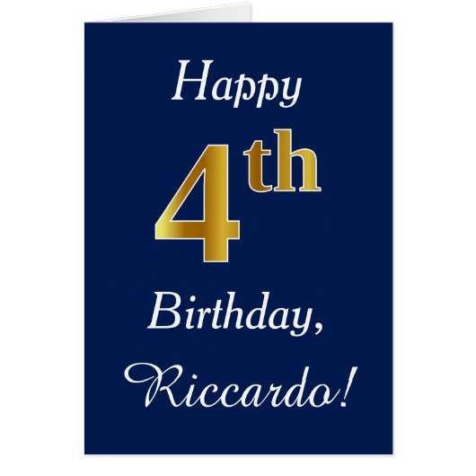 青、金ゴールドフェイク4歳の誕生日+名前をカスタムする (正面)