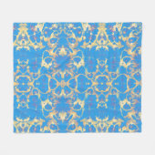 青+金ゴールド大理石 フリースブランケット (正面(横))