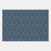 青+金ゴールド幾何学的シームレスパターンセット1 | ラッピングペーパーシート (正面3)