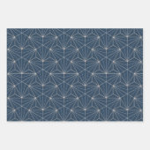 青+金ゴールド幾何学的シームレスパターンセット1 | ラッピングペーパーシート (正面2)