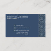 青+金ゴールド幾何学的シームレスパターン |標準 名刺 (裏面)