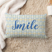 青(金ゴールド黄と緑) ランバークッション (ブランケット)