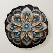 青、金ゴールド、クリスタルマンダララウンドピロー ラウンドクッション (裏面)