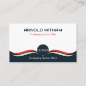 青、金ゴールド、ピンクモダンプロフェッショナルQRコード 名刺 (正面)