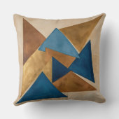 青、金ゴールド、ブロンズの三角形抽象芸術 クッション (裏面)