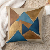 青、金ゴールド、ブロンズの三角形抽象芸術 クッション (ブランケット)
