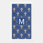 青、金ゴールド、白アールデコ扇花モチーフ (正面)