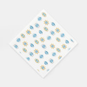 青、金ゴールド、白ギリシャ目マチパターン スタンダードランチョンナプキン (角)