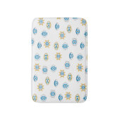 青、金ゴールド、白ギリシャ目マチパターン バスマット (正面縦)