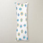 青、金ゴールド、白ギリシャ目マチパターン ボディピロー (裏面 (縦))