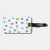 青、金ゴールド、白ギリシャ目マチパターン ラゲッジタグ (裏面横)