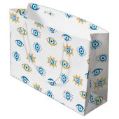 青、金ゴールド、白ギリシャ目マチパターン ラージペーパーバッグ (裏面アングル)