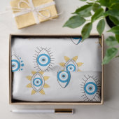 青、金ゴールド、白ギリシャ目マチパターン 薄葉紙 (ギフト)