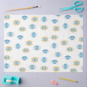 青、金ゴールド、白ギリシャ目マチパターン 薄葉紙 (クラフト)