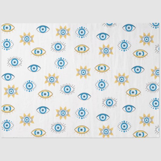 青、金ゴールド、白ギリシャ目マチパターン 薄葉紙 (正面)