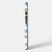 青、金ゴールド、白ギリシャ目マチパターン Case-Mate iPhoneケース (裏面 / 左)