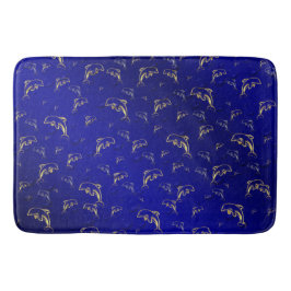 青，金ゴールド，青，金ゴールド，銀，スケッチ，魚， バスマット