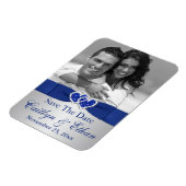 青、銀のハート日付写真マグネットを保存 マグネット (左側)