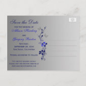 青、銀の蝶の日付はがきを保存 案内ポストカード (裏面)