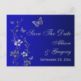 青、銀の蝶の日付はがきを保存 案内ポストカード