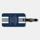 青、銀及び白くストライプのなフットボールジャージー ラゲッジタグ (裏面横)