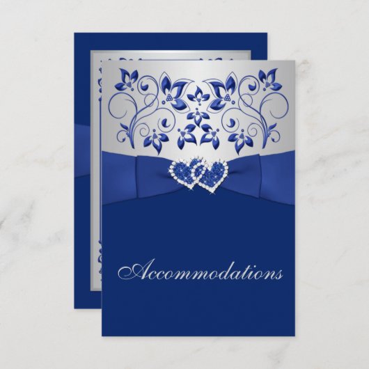 青、銀王室の色のフローラ、ハートエンクロージャカード エンクロージャーカード (正面/裏面)