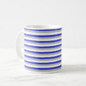 青、銀、白ストライプ色 コーヒーマグカップ (正面左)