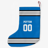 青、銀、黒く及び白いフットボール・チーム スモールクリスマスストッキング (裏面)