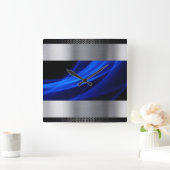 青、銀、黒 スクエア壁時計 (ホーム)