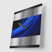 青、銀、黒 スクエア壁時計 (傾斜)