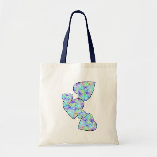 青、青のハートのバッグ トートバッグ