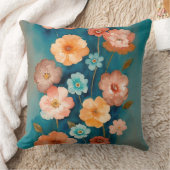 青、青銅、錆びフローラ クッション (ブランケット)