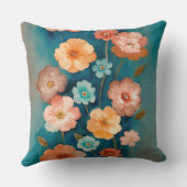 青、青銅、錆びフローラ クッション (裏面)