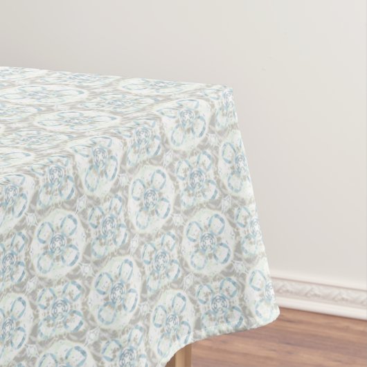 青、青、青、白い斑入り円のパターン テーブルクロス (インサイチュ)