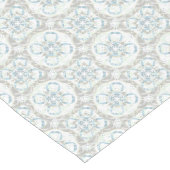 青、青、青、白い斑入り円のパターン ロングテーブルランナー (コーナー)