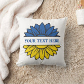青/黄ひまわり。カスタムテキスト.カスタマイズ可能 クッション (ブランケット)