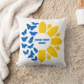 青/黄ひまわり。カスタムテキスト.カスタマイズ可能 クッション (ブランケット)