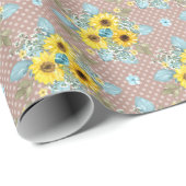 青、黄ひまわり ラッピングペーパー (ロールコーナー)