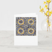 青、黄色および白いポルトガルのタイルカード カード (黄色い花)