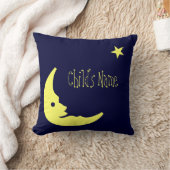 青、黄色の子供の名パーソナライズされた前ムーンピロー クッション (ブランケット)