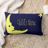 青、黄色の子供の名パーソナライズされた前ムーンピロー ランバークッション (ブランケット)