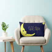 青、黄色の子供の名パーソナライズされた前ムーンピロー ランバークッション (椅子)