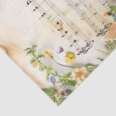 青、黄色の花ヴィンテージ音楽シートephemera 薄葉紙 (詳細)