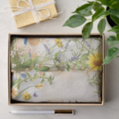 青、黄色の花ヴィンテージ音楽シートephemera 薄葉紙 (ギフト)