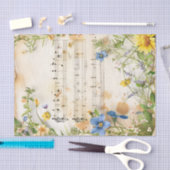 青、黄色の花ヴィンテージ音楽シートephemera 薄葉紙 (クラフト)