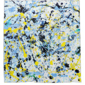 青、黄色及び黒いの抽象芸術 シャワーカーテン (正面)