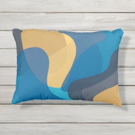 青、黄色、カッコいいトレンディー都市波状イラストレーション アウトドアクッション